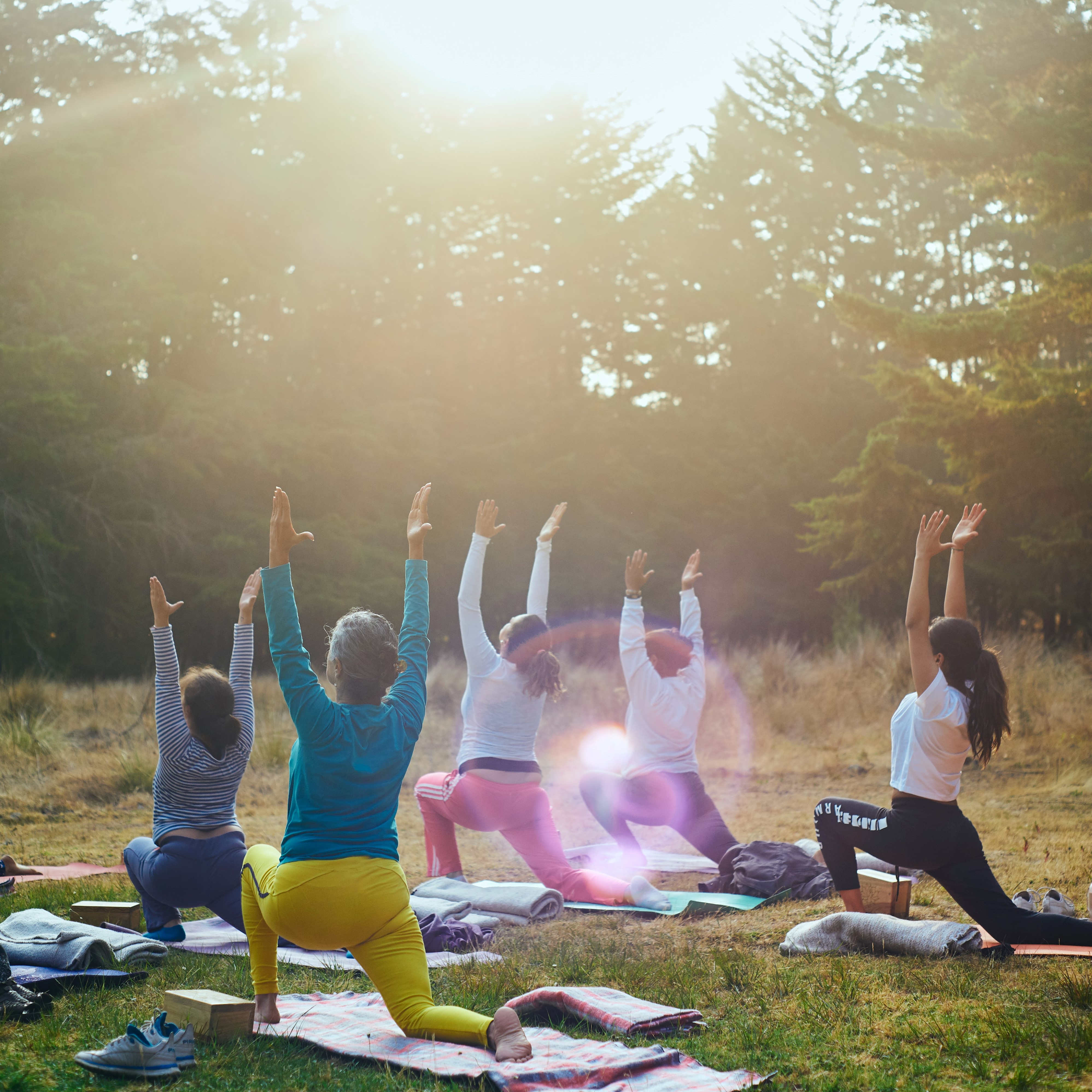 Yoga class in the mountains
